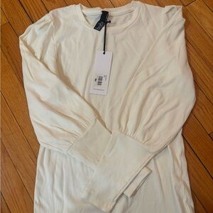 Bobi Cream Ribbed Long Sleeve Top